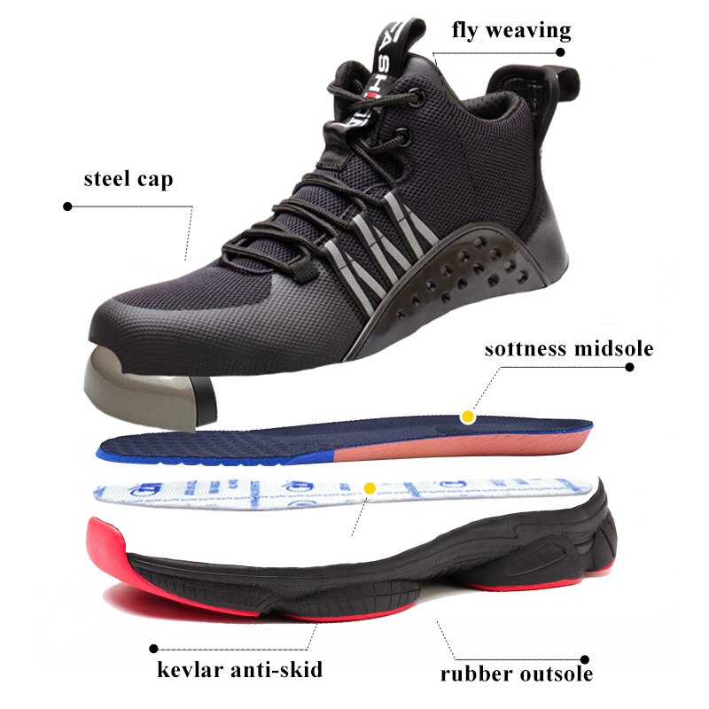 MWSC-zapatos de trabajo de seguridad para hombres, botas de trabajo transpirables con punta de acero, antigolpes, para construcción