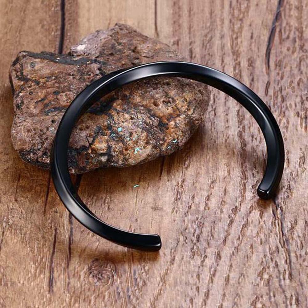 Black Cuff Punk Bangle Bracelet Vintage Simple Leather Bracelet Men Wristband Bangles Male Trendy Jewelry