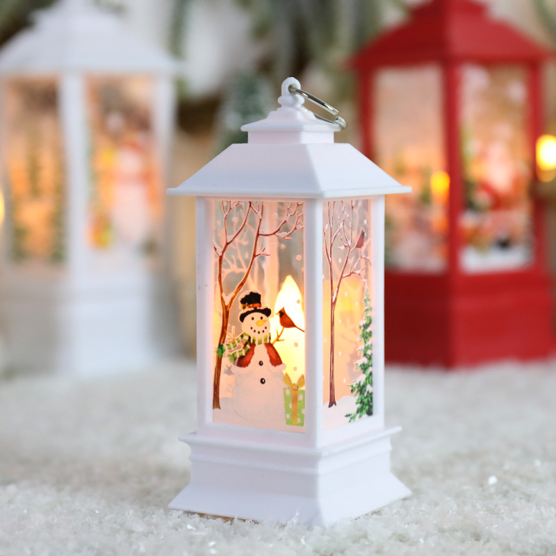 Lámpara de mesa LED con brillo navideño, decoración de farol de Papá Noel con luz colgante de muñeco de nieve, luz nocturna festiva para decoración de de Navidad: Gris claro / 20 pulgadas