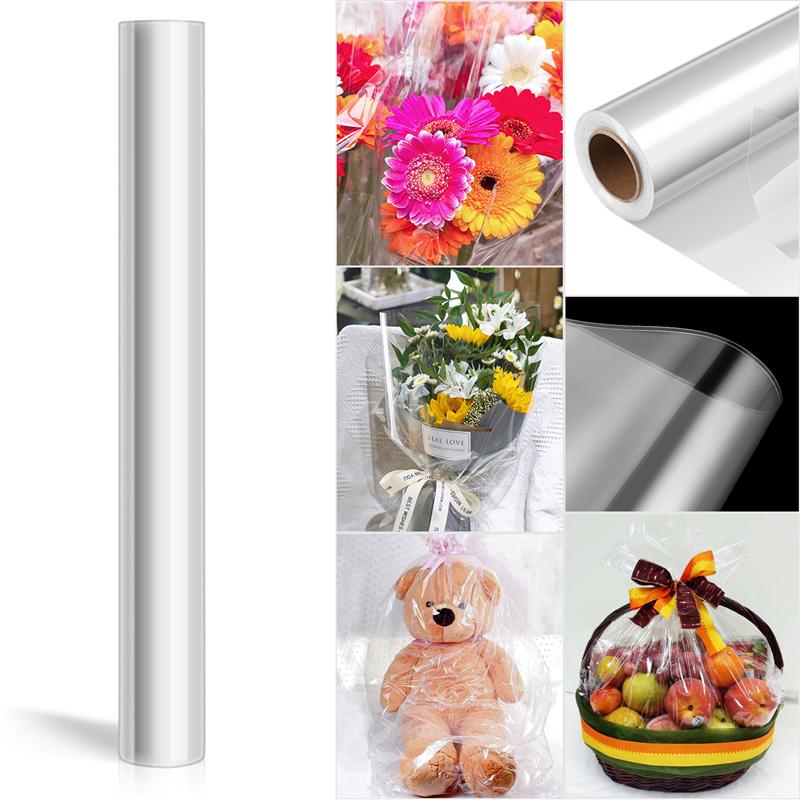 250x44cm Clear Cellophane Wrap Roll Transparent Wrapping Paper for Flower Bouquet Baskets Wrapping Arts Crafts Supplies