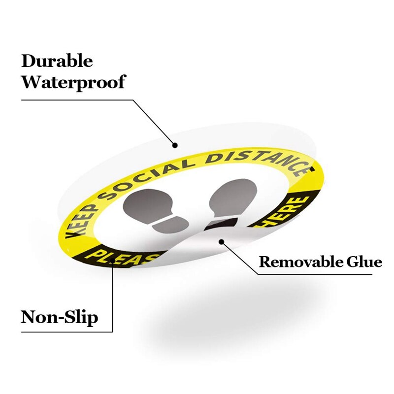 20Pcs Social Distancing Floor Decals Stickers Stand Here Safety Floor Sign Marker Waterproof Anti-Slip Stickers