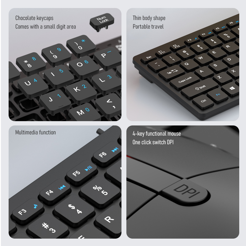 FRIWOL KT-100 Wired Keyboard Mouse Set 78 Key Mini Portable USB Laptop Desktop Computer Home Office CNC