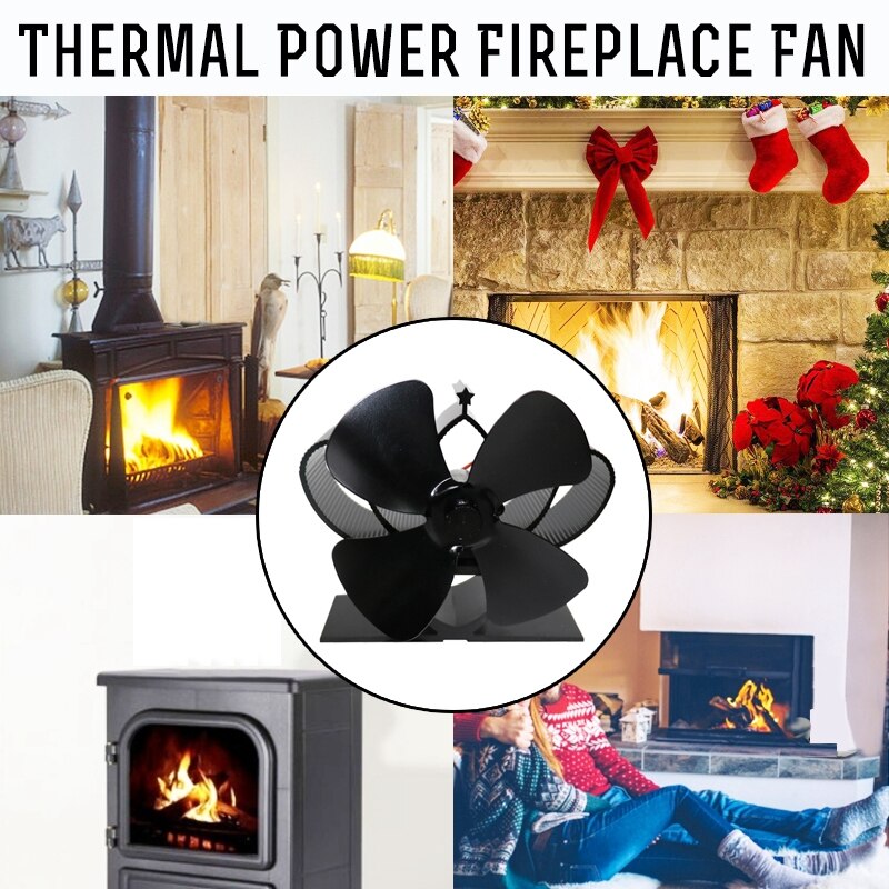 Mini Stove Fan 4 Blade Fireplace Fan Heat komin Powered Wood Friendly Quiet Burner Eco Fan Home Efficient Heat Distribution tool