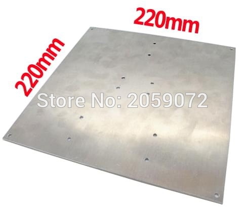 3d-printer Bed Verwarming Aluminium plaat 220x220 voor heatbed MK2B/MK2A, Reprap, Mendel, Prusa I3