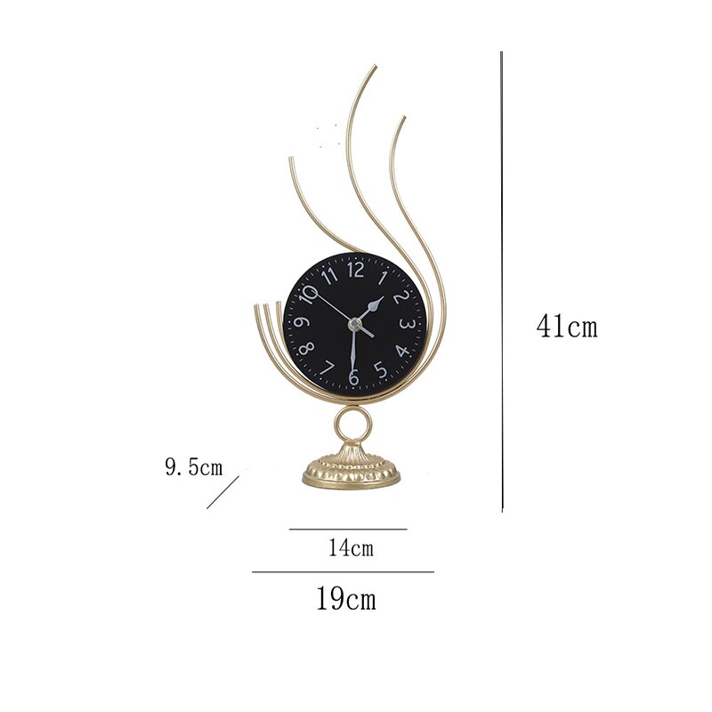 ZGXTM Golden Iron Desktop Clock Desktop Clock Desk Clock Living Room Study Pendulum Clock Desktop Ornament: 003 black