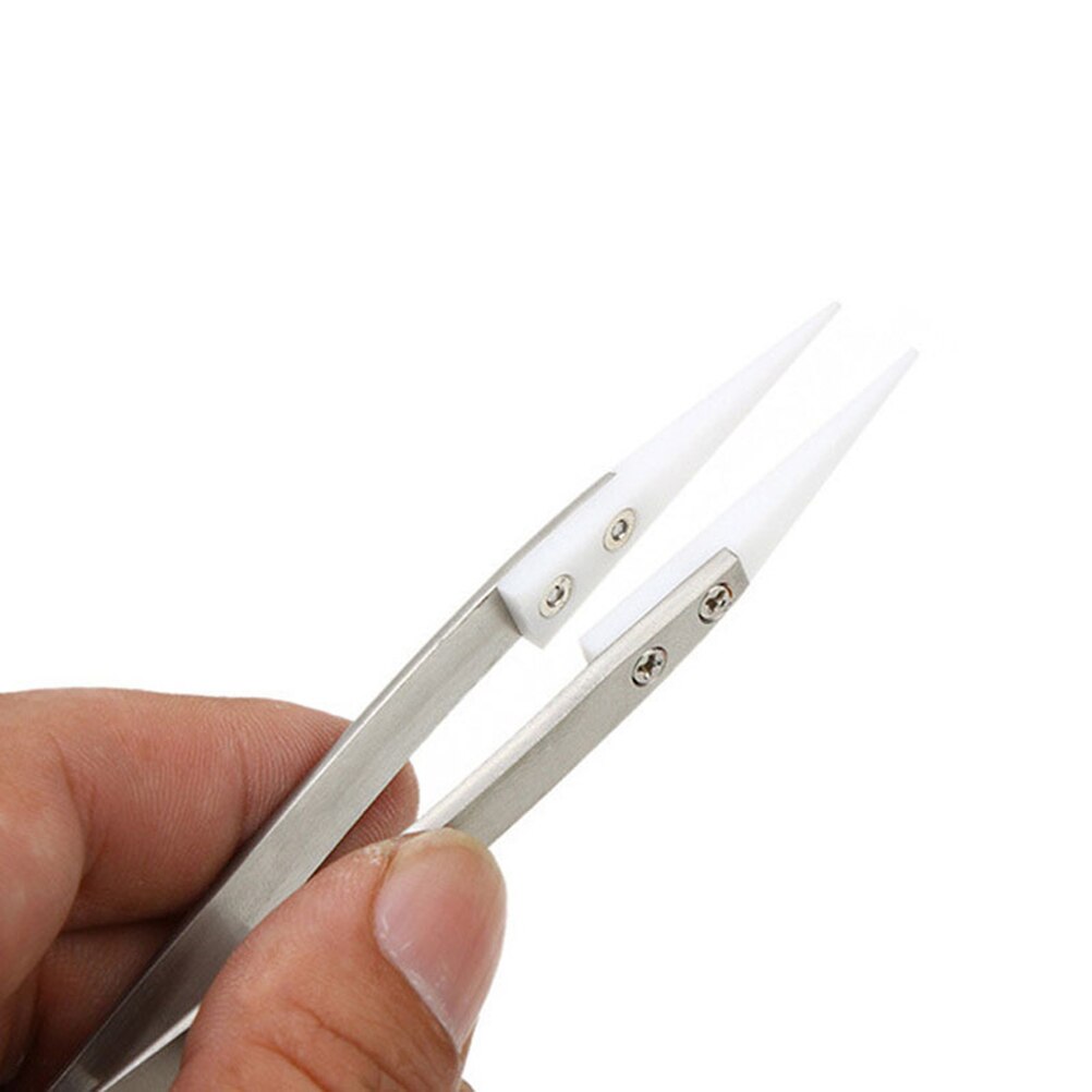 Pincettes de précision en céramique, résistantes aux hautes températures pour pincer les bobines (argent et blanc)