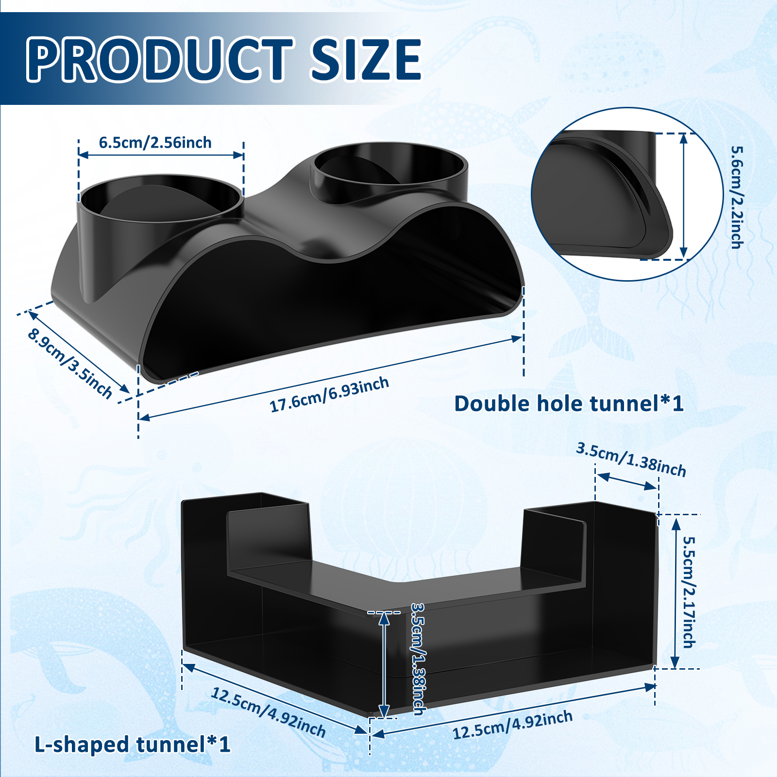 Túnel subterráneo para acuario, escondite subterráneo de doble agujero para peces, salón, cueva, accesorio de decoración para pecera