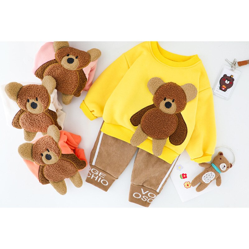 Winter Mode Baby Meisje Kleding Kinderen Jongens Katoen Dikker T-shirt Broek 2 Stuks Sets Peuter Casual Kleding Kids Trainingspakken