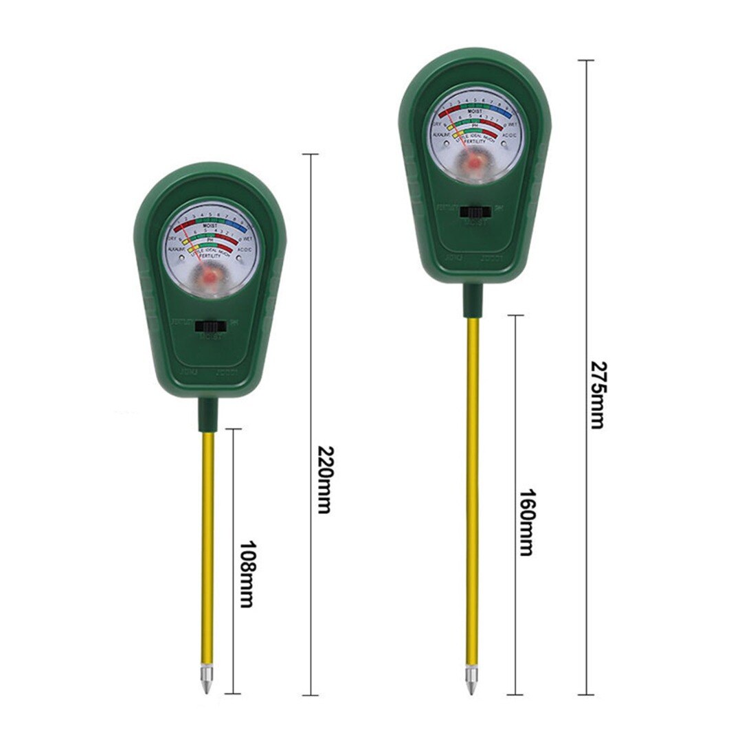 1 Set Green 3-in-1 Soil Tester Meter Soil Fertility PH Humidity Testing Tool for Garden Breeding Rice Planting Vegetable Flower