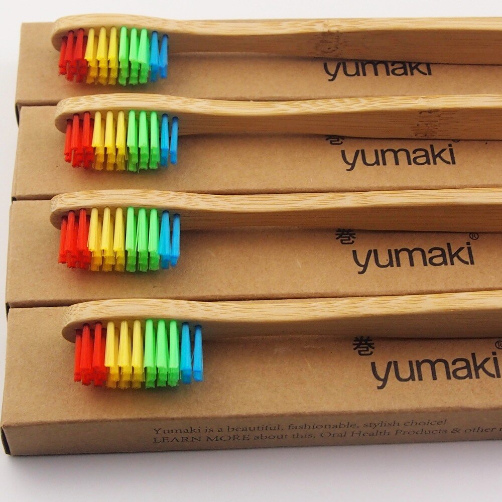 5 Pieces Bamboo toothbrush Soft Toothbruah soft-bristle Colorful bamboo fibre wooden handle