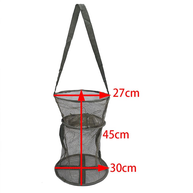 Network Fold Landing Net Portable Dark green Fishing Net Round Folding Fish Shrimp Mesh Cage Cast Net Fishing Trap