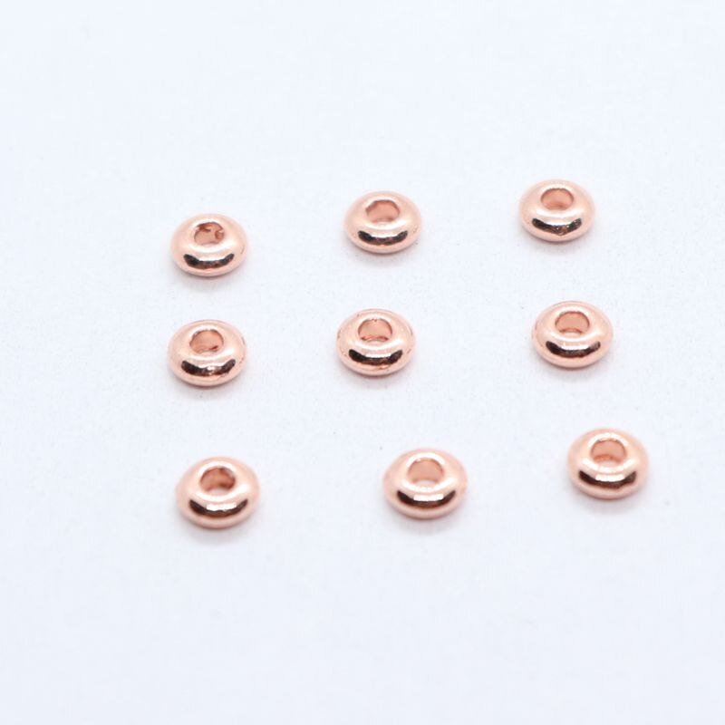 160 stk legeret rosa guld oblate charme løse spacer perler til gør-det-selv armbånd smykker fund 2 x 4.5mm