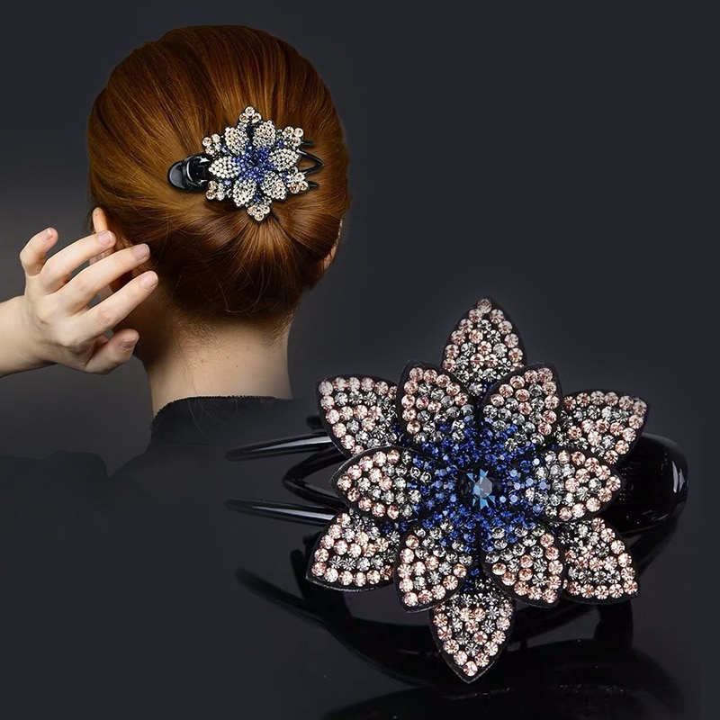 Strass Blume Schnabel Haar Krallen Weibliche Jahrgang Haar Clips Haarnadel Haar Zubehör glänzend Headwear Neue