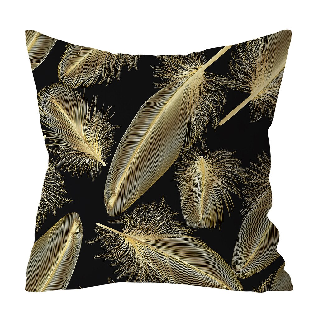 Gold Plant Gedrukt Polyester Kussensloop Decoratieve Kussens Voor Sofa Kussenhoes Home Decor Cojines Decorativos Para Sofá: A