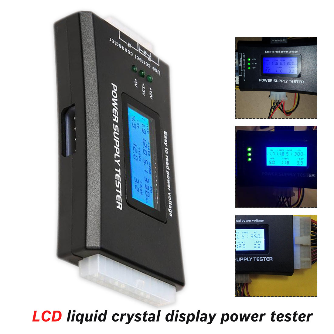 20/24 Pin Digital LCD Display Power Supply Tester PC Computer Checker Power Mess Diagnose Tester Tools Instrument