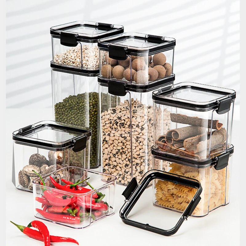 Transparent Sealed Jar Airtight Food Storage Containers Kitchen Organizer Storage Box for Spices grains beans Tank Bottle