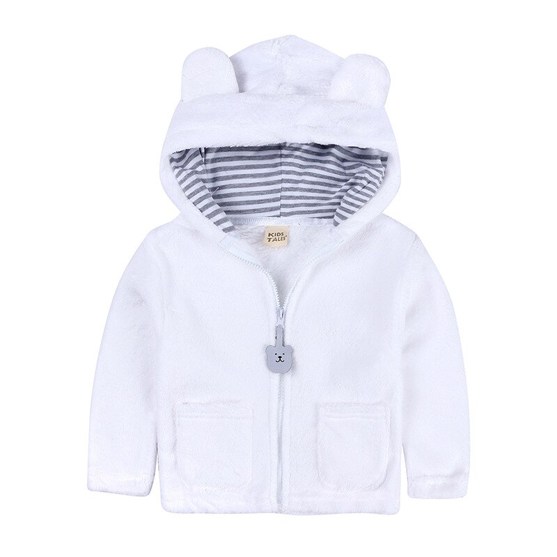 Infantile à capuche corail polaire ours manteau veste pour garçon fille bébé pull avec fermeture à glissière enfants automne et hiver veste enfants manteau: WHITE / 24M