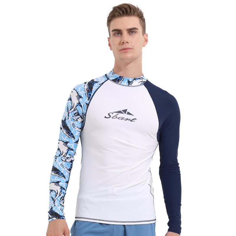 Mens Rashguard Shirt UV Protection UPF 50+ Performance Fit Quick Dry Long Sleeve Rash Guards Top Crew Neck Swim Surf Tee Shirt