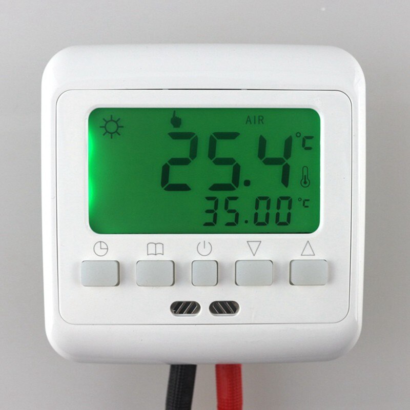 Weekly Programmable Temperature Controller Floor Heating Thermostat Touch Screen White LCD Backlight BYL104B with NTC Sensor