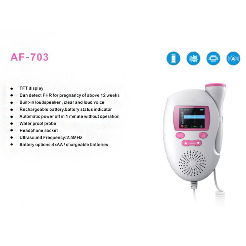 1.7 Inches Foetale Hartslag Draagbare ABS Hars Doppler Ultrasoon Geluid Foetale Hartslag Zwangere Vrouwen Thuis Kleur/LED screen