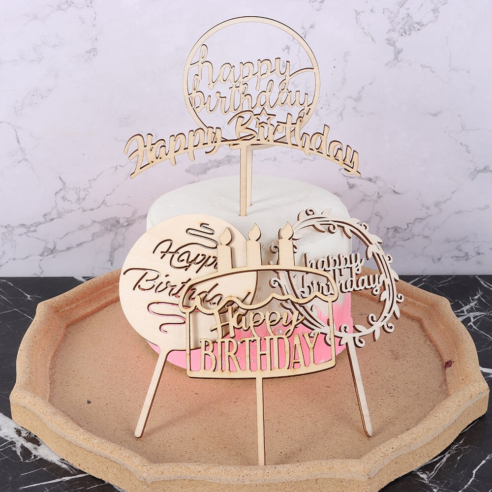 Puinen kakku silinteri hyvää syntymäpäivää vintage kakku koristeet suosii tarvikkeet maalaismainen häät kihlautumiskakku työkaluja