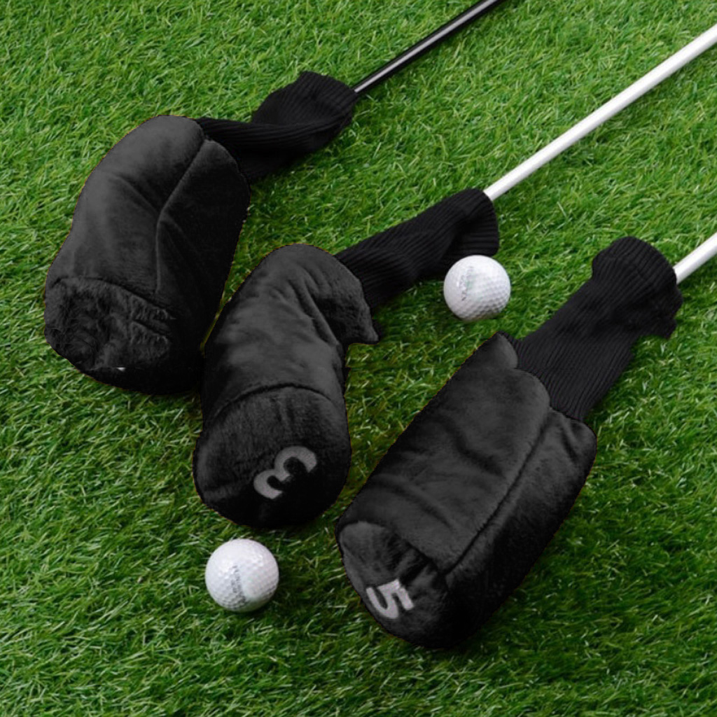 3 Pcs Duurzaam Lichtgewicht Golf Hoofd Zwart Rood Cover Accessoires Headcover Beschermer Voor Driver Fairway Wood Head