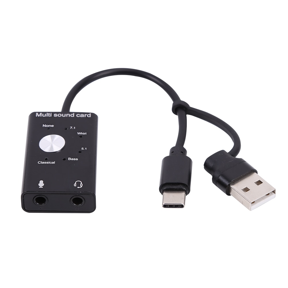 USB External Sound Adapter 7.1 Channel 3D Surround Heavy Bass 6 Sound Effects USB Sound Card Audio Adapter with 3.5mm Headphones