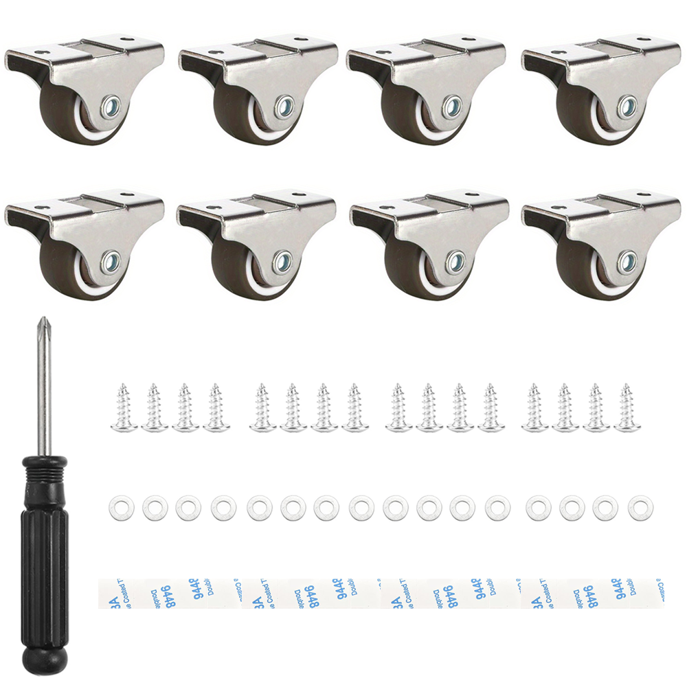 Small Furniture Caster Wheels Low Profile Soft Rubber Wheel Rolling Castor Wheels Mini Rigid Silent Caster Wheel for Cart Drawer: 1.9 Inch / Blue