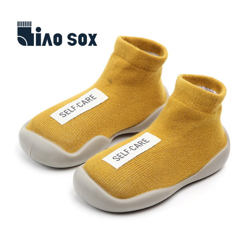 Autumn and Winter Floor Socks Children's Non-slip Baby Floor Shoes Footwear Indoor TPE Soft Rubber Thick-soled Toddler: Yellow / Feet 13.5CM