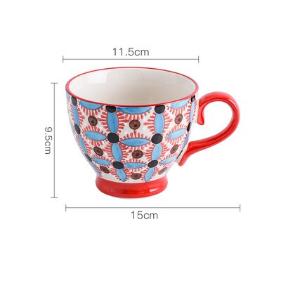 Bol à gruau, bol à céréales, bol à petit-déjeuner en relief, tasse à café en céramique peinte à la main, tasse à céréales populaire créative: C010
