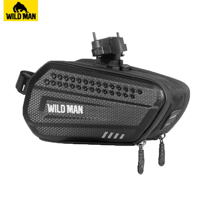 WILD MAN Bicycle Saddle Bag Hard Shell Rainproof Bike Rear Bag Reflective MTB Tail Bag Cycling Seatpost Bag Bike Accessories: Default Title