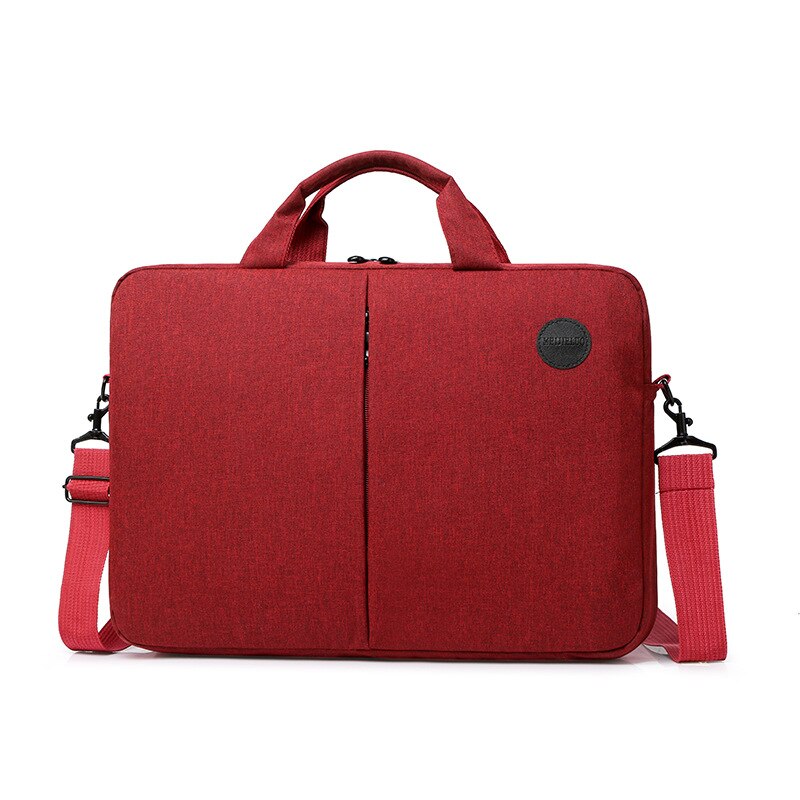 2019new leisure one shoulder handbag men's business notebook waterproof 15.6 inch Computer Briefcase leather laptop bag: Red