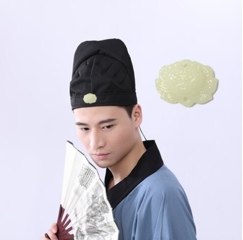 Hanfu Hat Men Futou TANGJian Tangzhi Hat Headdress Hanfu Mingzhi Headdress Ancient Fittings Black Confucian Towel For Men: Black B / L 58-60cm