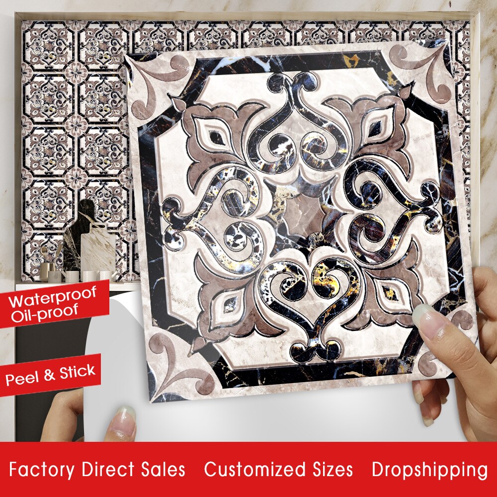 10 unids/set de mármol Waterjet Parquet duro baldosas de cerámica pared pegatina cocina Drawe decoración del hogar arte Mural Peel & Stick pegatinas de pared