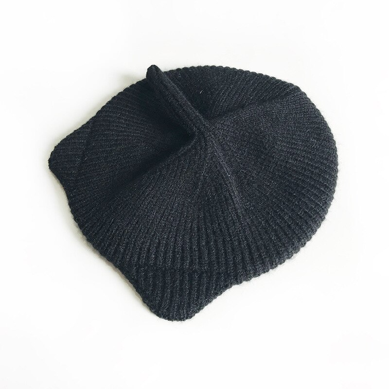 Children Baby Beret Hat Cap for Boys Girls Arrivals Cat Ears Winter Warm Toddler Kids Hat Woolen Knitted Cap: Black