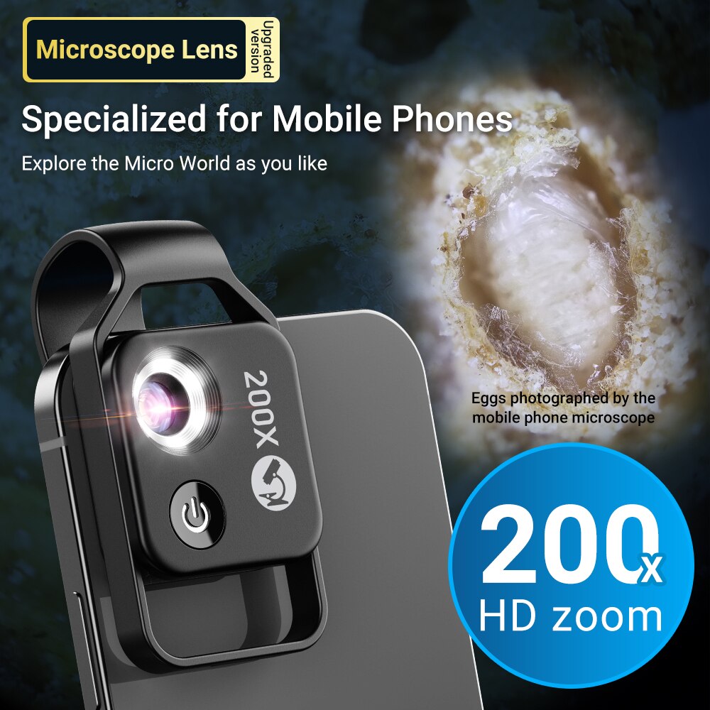 200X Cpl Microscoop Lens Mobiele Telefoon Macro Lens Hoge Vergroting Led Mini Draagbare Lens Voor Iphone Alle Smartphone