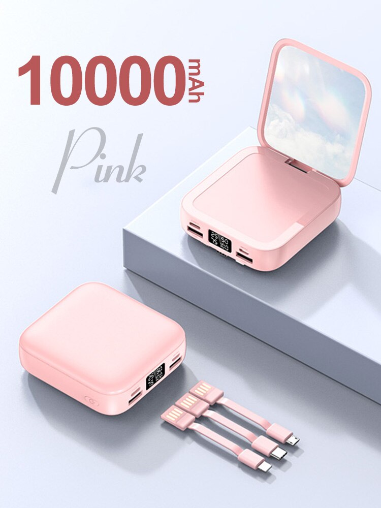 Mini Power Bank 20000Mah Powerbank Draagbare Power Bank Iphone12 13 Externe Batterij Snel Opladen Draagbare Batterij: Pink-10000mAh