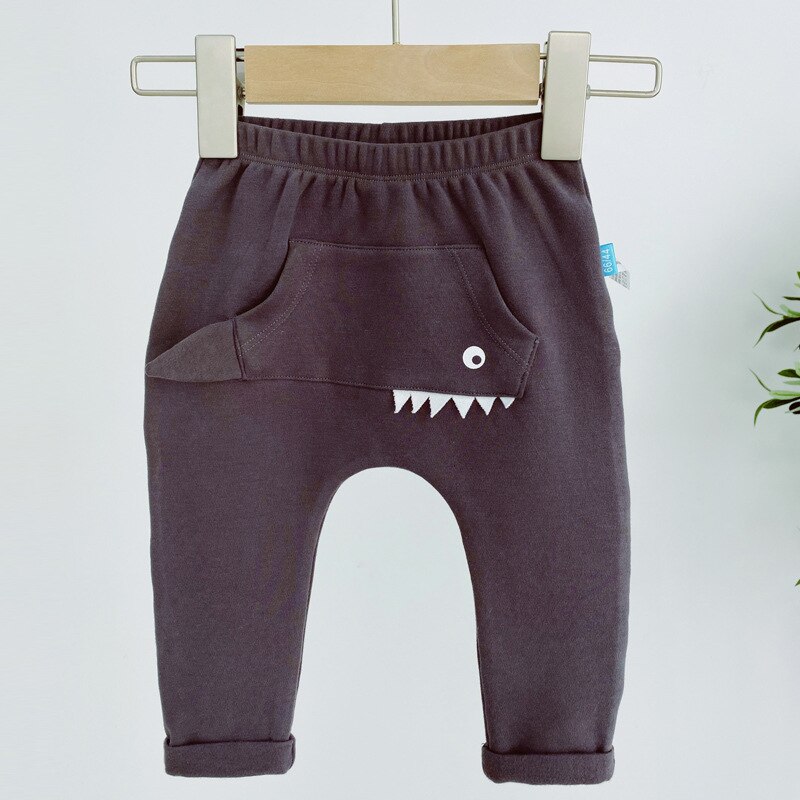 3 - 24M Baby Clothe Shark Shape Dark Gray Pants for Boys Casual Spring and Autumn Children Cotton Outer Harem Pants: 100CM