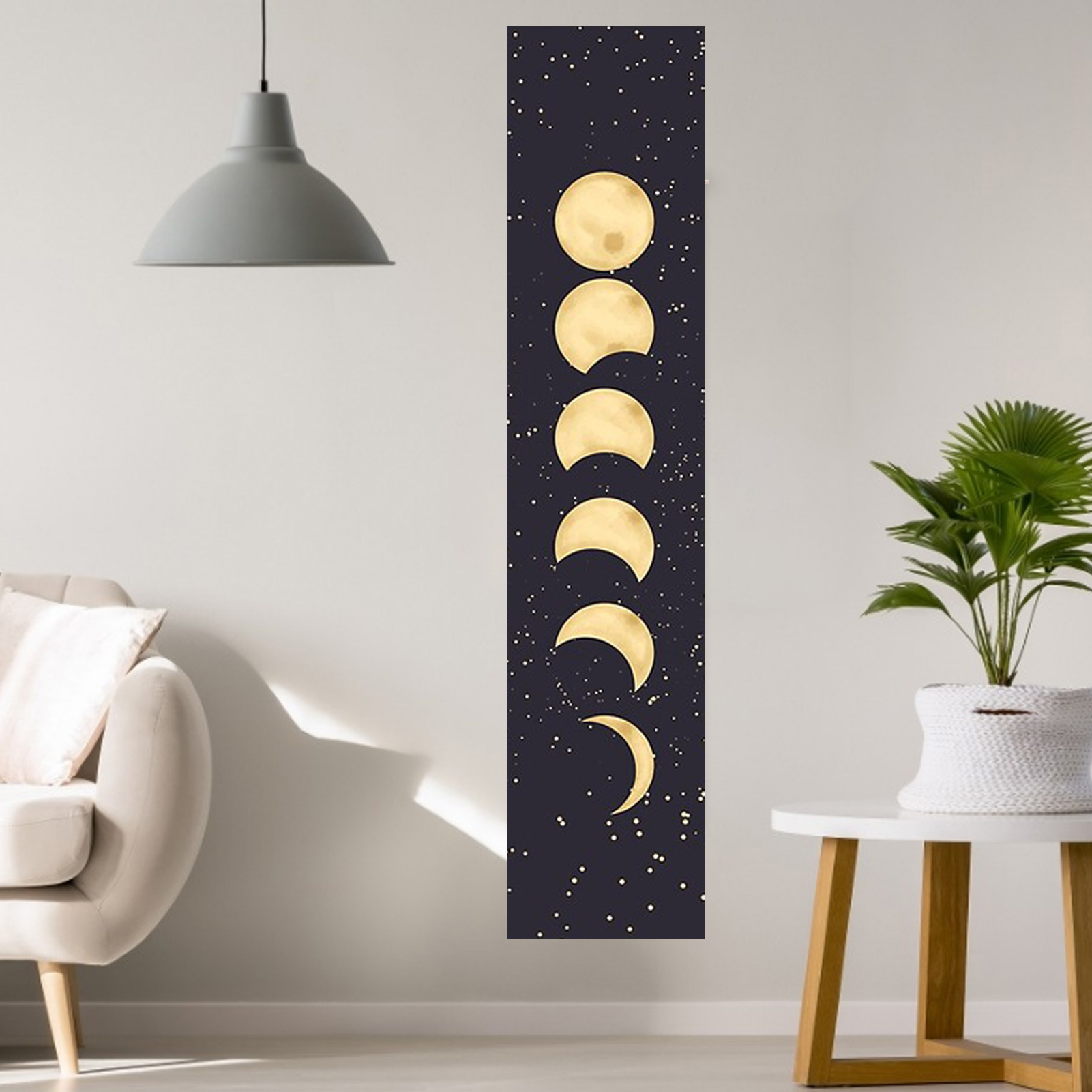 Moon Phase Tapestry Black Galaxy Night Sky Wall Hanging Psychedelic Moon phase Throw Blanket Home Decor Wall Hanging tapestry