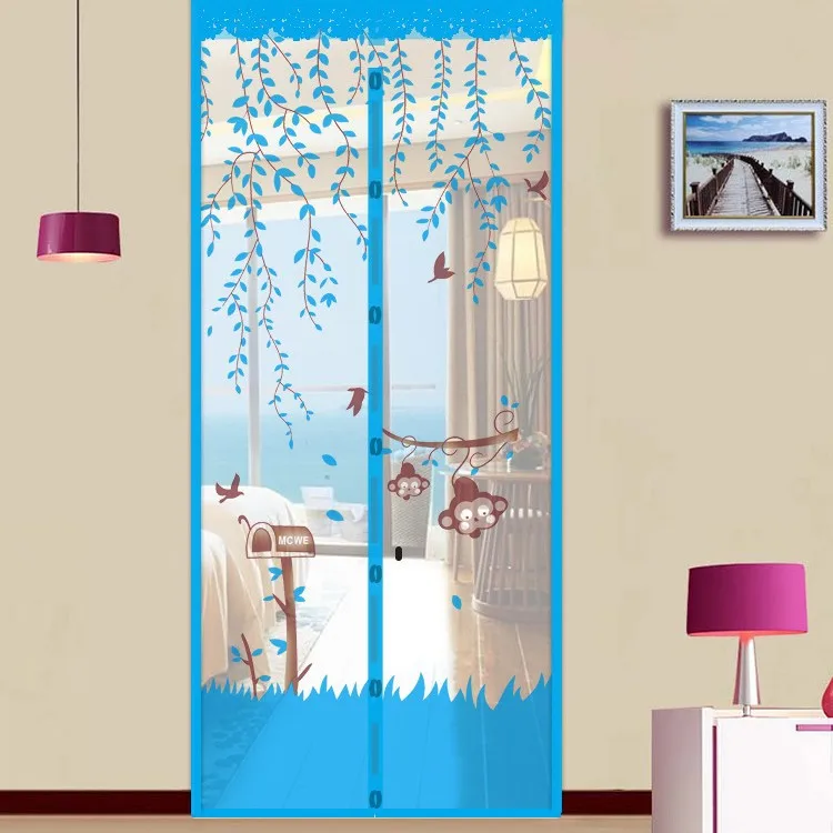 Magnetic Door Screen Curtain Automatic Closing Mosquito Insect Proof Net with Powerful Magnets Home Decor for Summer Ventilation: W90cm*H210cm / Pink