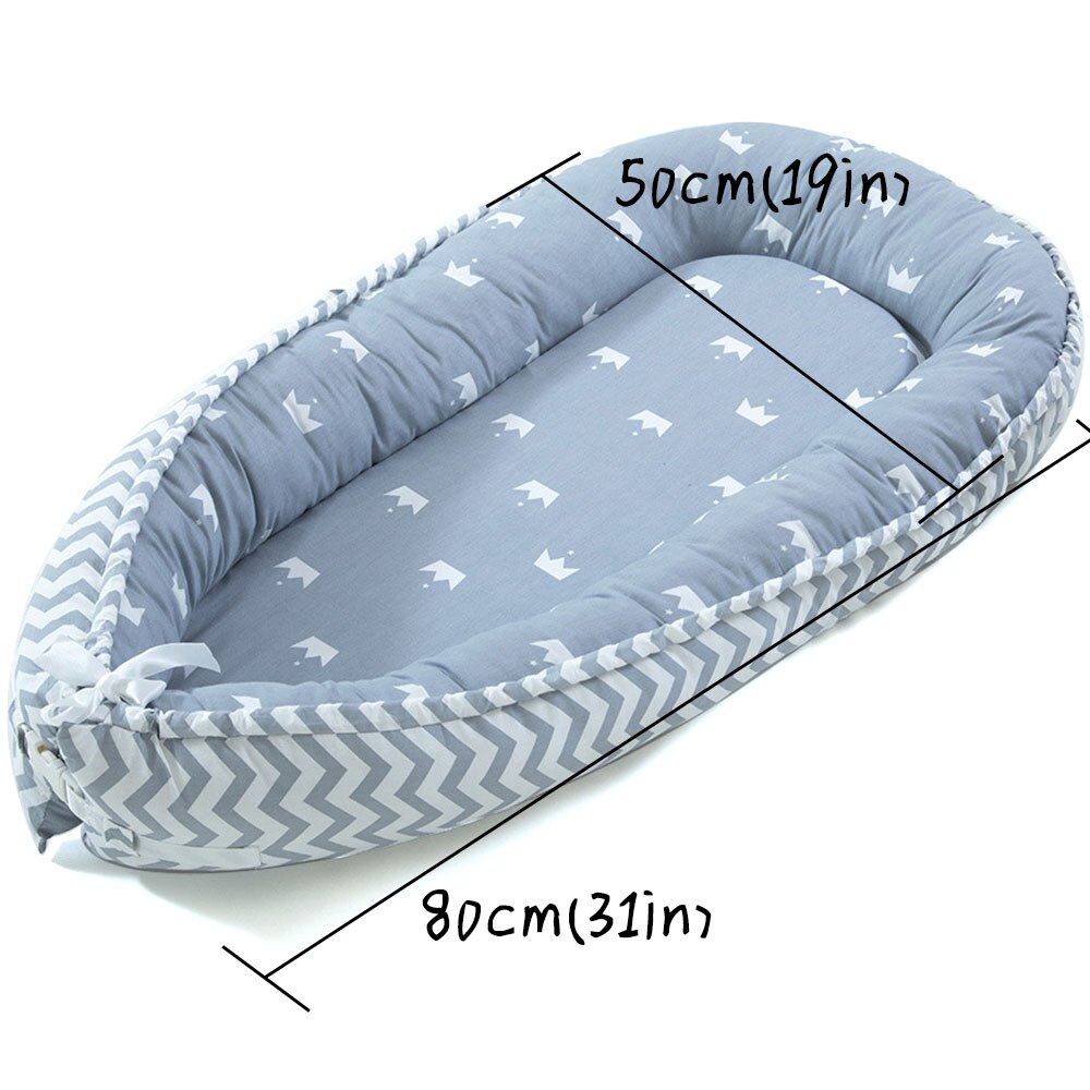Bærbar krybbe til babyer spædbarns reden seng rejse baby seng bassinet kofanger baby sikker beskyttelse naturlig bomuld baby seng  hm0007: Krone