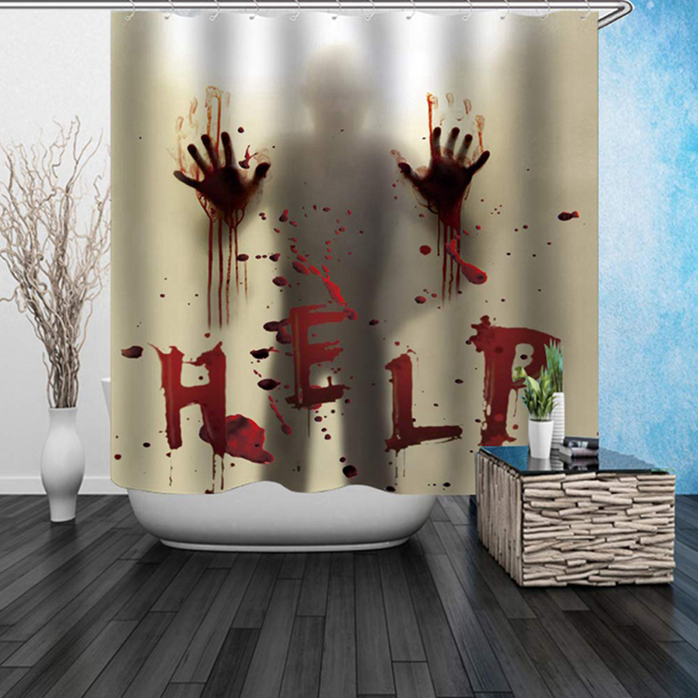 Halloween bruseforhæng vinduesgardiner rædsel blodige hænder badeværelses bruseforhæng til halloween indretning 180*180cm