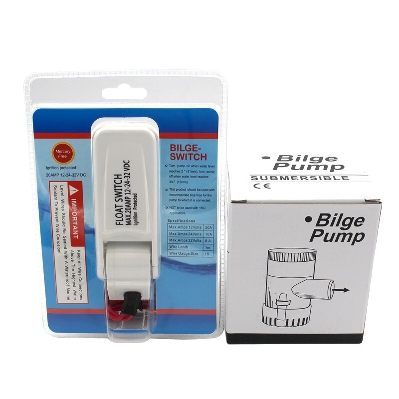 Bilge Pump 350GPH DC 12V 24V Float Switch Combination Suit Electric Water Pump For Aquario Submersible Seaplane Motor Homes
