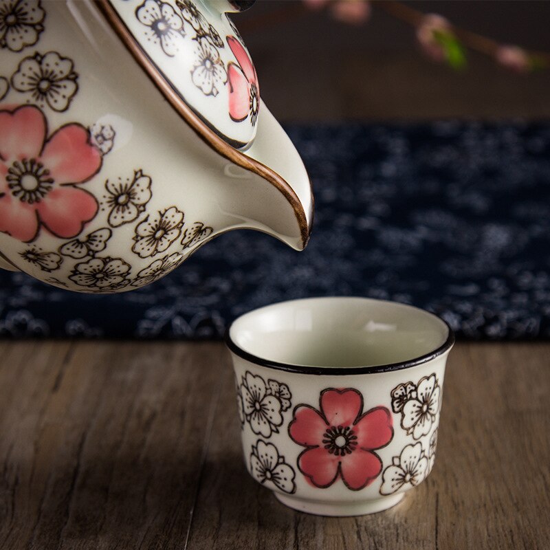 Te set japansk handmålad underglasyr keramik bröllop och festivalevenemang kung fu te set kinesiskt te set