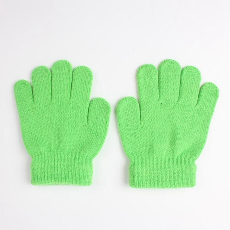 Bebê infantil inverno quente luvas de malha cor sólida menina menino elástico dedo cheio moda crianças luvas de esqui presentes: GR