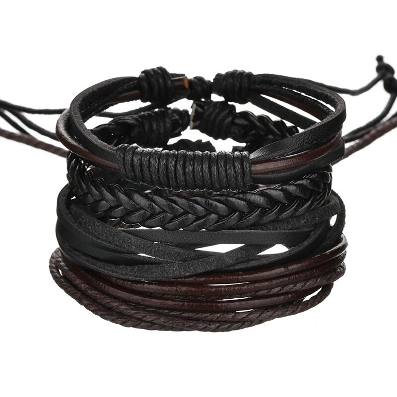 Herren Armbinde Leder Armreifen Für Männer Magnetische-Verschluss Rindsleder Geflochtene Multi Schicht wickeln Armbinde Mann Pulseras Para hombre: Default Title