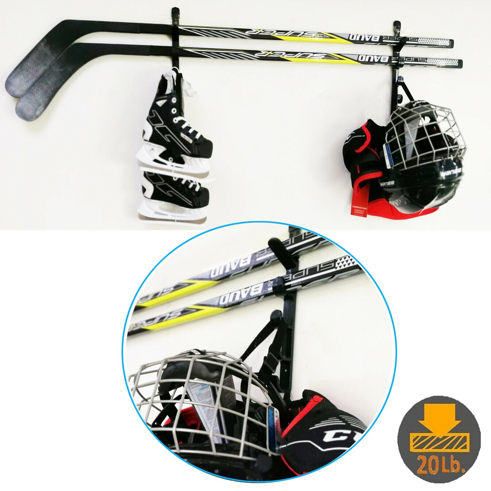 2pcs/lot Hockey Stick Puck Display Case Rack Holder Full Size Wall Mounted 5 Tier Storage