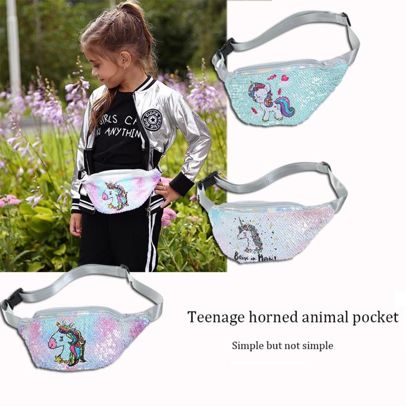 Vrouwen Pailletten Fanny Borst Zak Meisje Kids Cartoon Kleine Taille Crossbody Pack