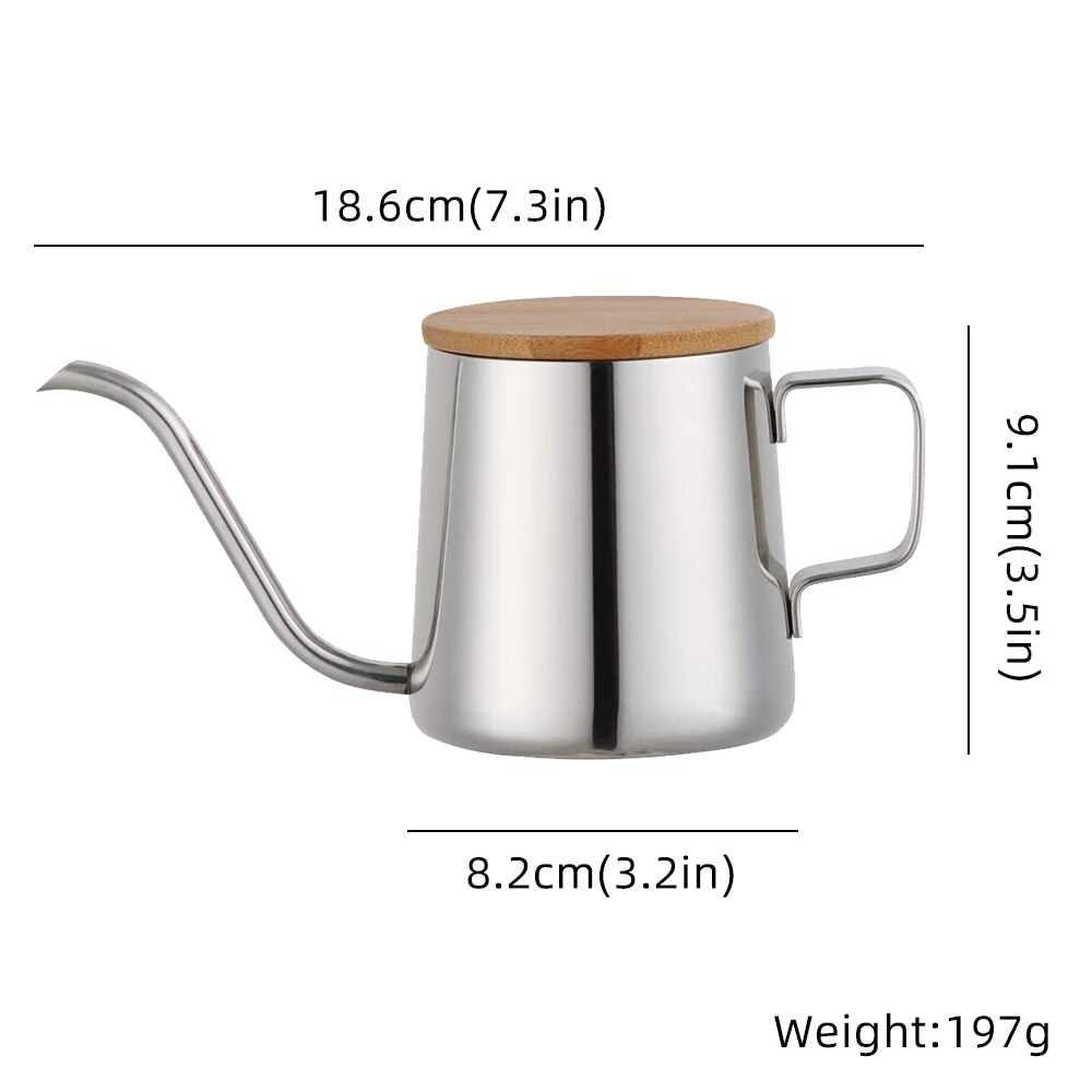 350ml Stainless Steel Teapot Drip Coffee Pot Drip Kettle Coffee Tea Pot Kitchen Accessories Long Narrow Spout Coffee Pot