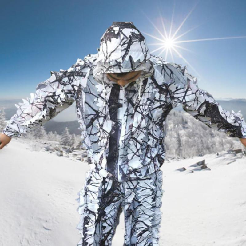 1 Juego de ropa de camuflaje blanco para nieve al aire libre ropa de la cubierta de la hoja de arce ropa de caza camuflaje nieve invierno cálido Clothin Y2E2